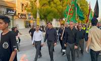 بدرقه کاروان پیاده‌روی اربعین حسینی با حضور فرماندار و معاونین فرمانداری شهرستان کنگان